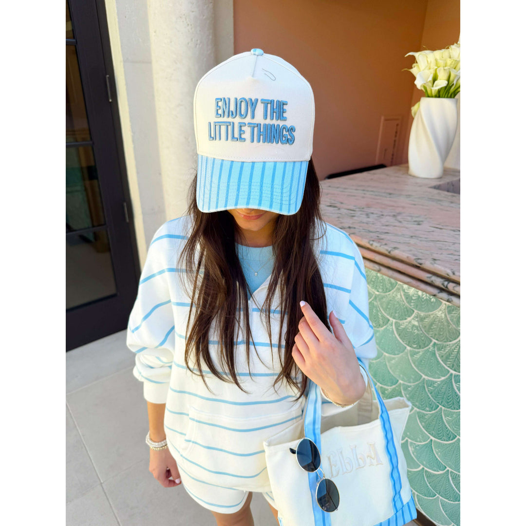 Enjoy the Little Things - Blue Stripe Vintage Trucker Hat