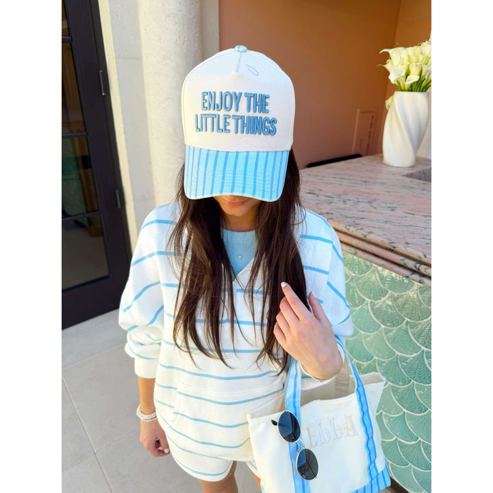 Enjoy the Little Things - Blue Stripe Vintage Trucker Hat