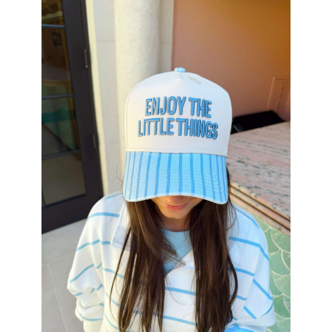 Enjoy the Little Things - Blue Stripe Vintage Trucker Hat