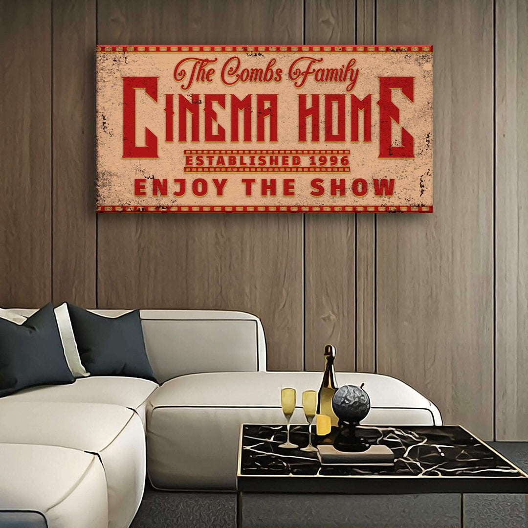 Enjoy The Show Family Cinema Home Sign