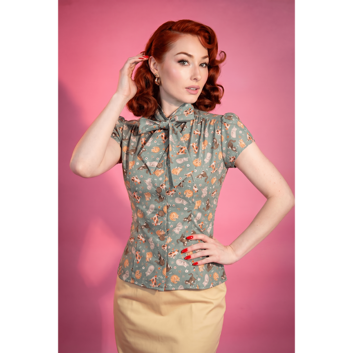 Estelle Blouse - All My Friends are Cats, Silver