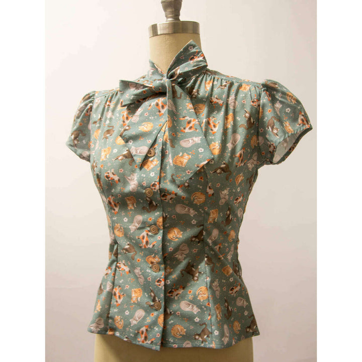 Estelle Blouse - All My Friends are Cats, Silver