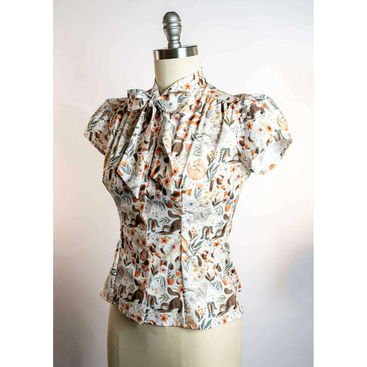Estelle Blouse - Here Kitty Kitty, Ivory