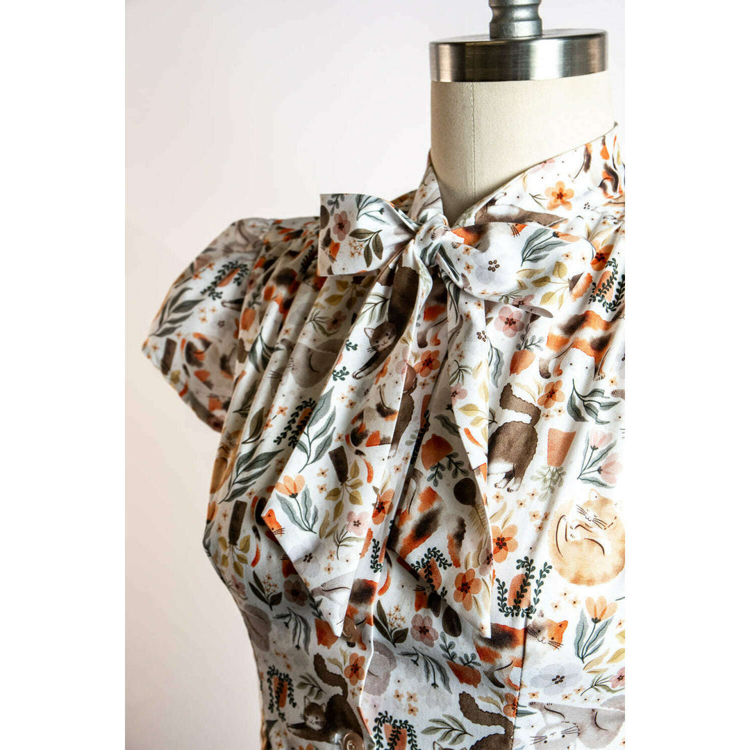 Estelle Blouse - Here Kitty Kitty, Ivory