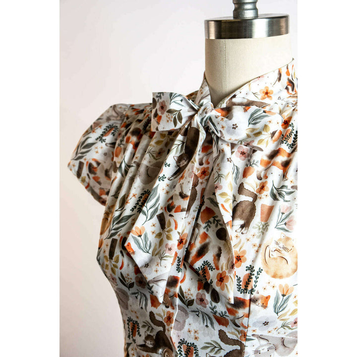 Estelle Blouse - Here Kitty Kitty, Ivory