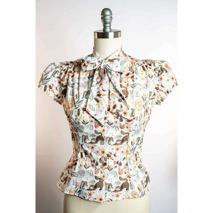 Estelle Blouse - Here Kitty Kitty, Ivory
