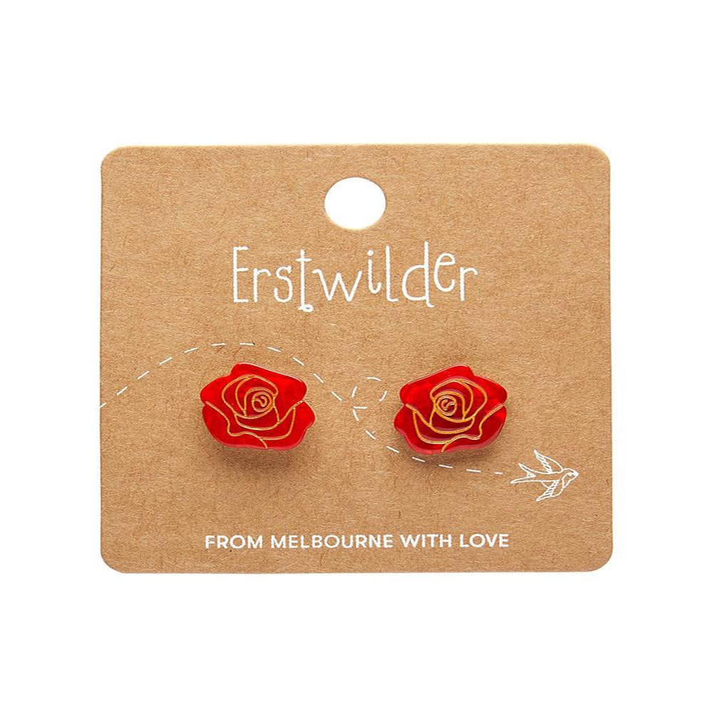 Eternal Rose Stud Earrings - Red (3 Pack) by Erstwilder image 1