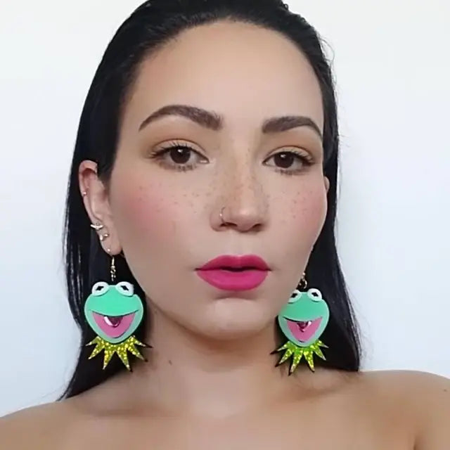 Miss Piggy And Kermit Laser Cut Earrings
