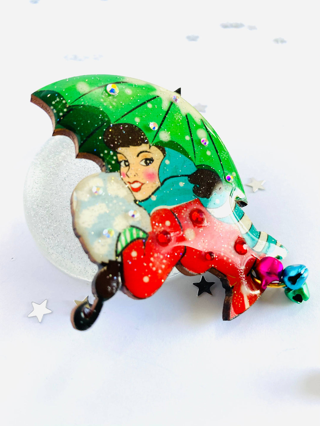 Christmas Umbrella Brooch by Rosie Rose Parker
