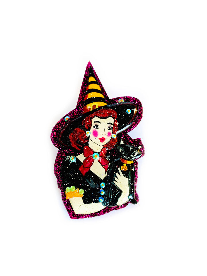 Meggiie & her Magical Cat Brooch by Rosie Rose Parker