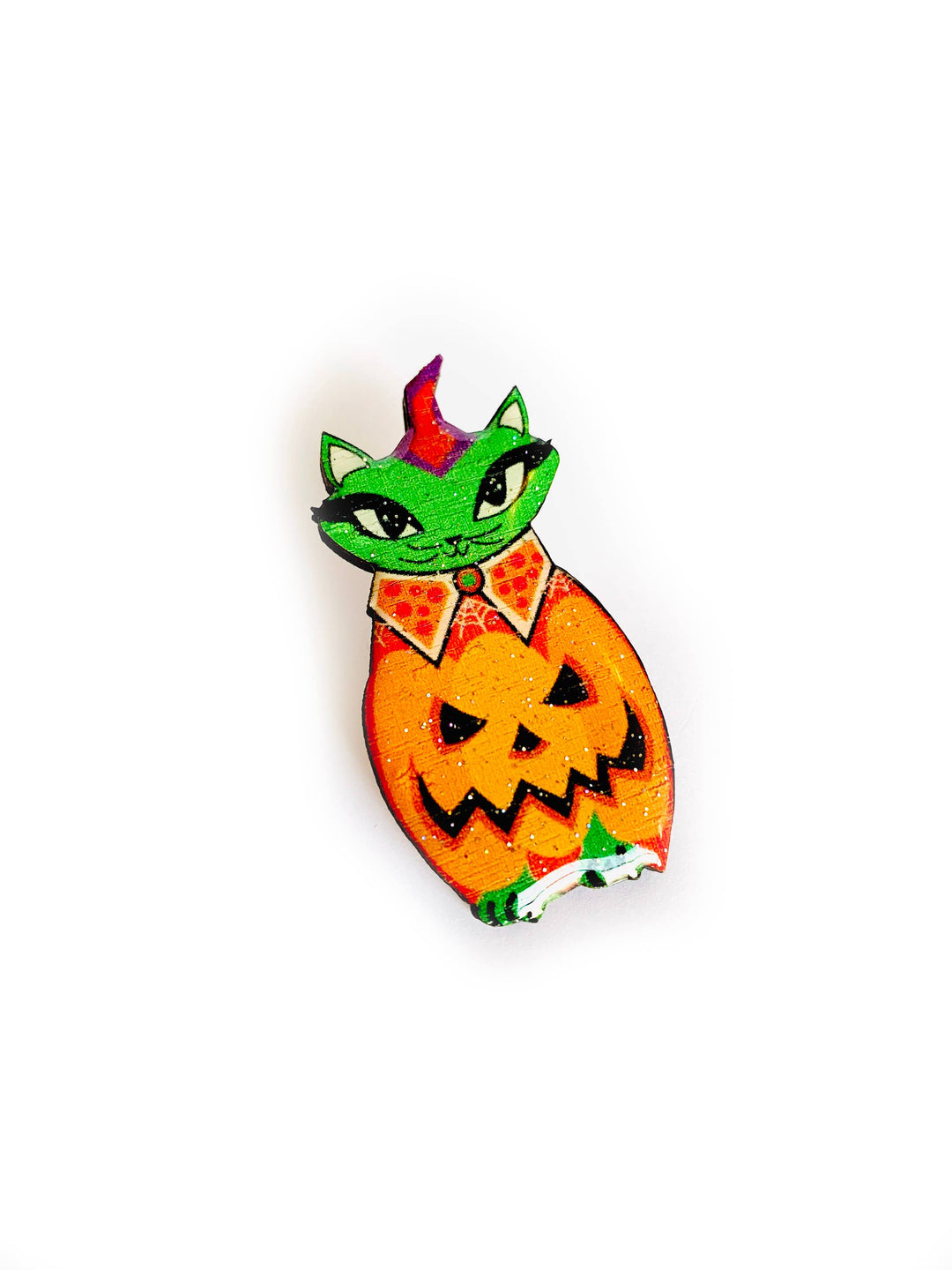 Cat in a Pumpkin Costume Pin by Rosie Rose Parker