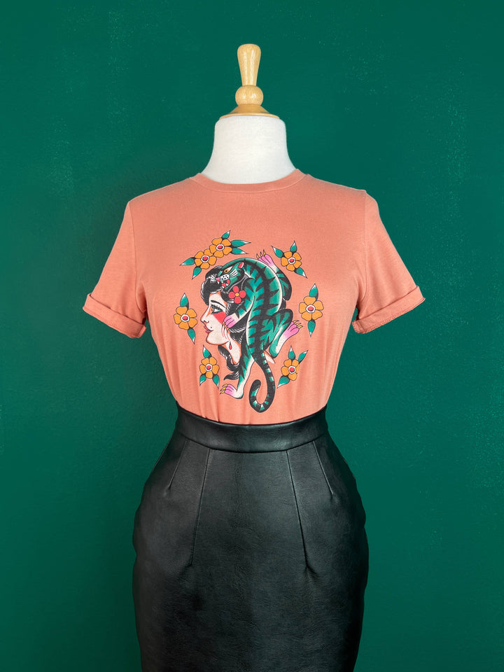The Blue Tiger Lady Relaxed Tee in Terracotta Pink