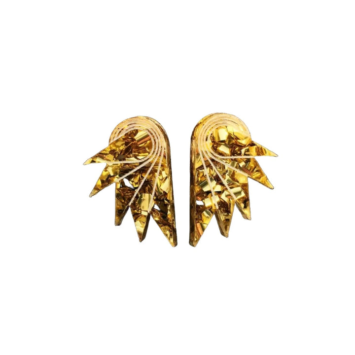 Spread Your Wings Gold Acrylic Earrings -MEDIUM