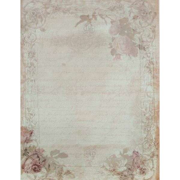 Faded Manuscript Designer Printed AIDA Fabric. Canvas for embroidery with an applied background  KF-1313A