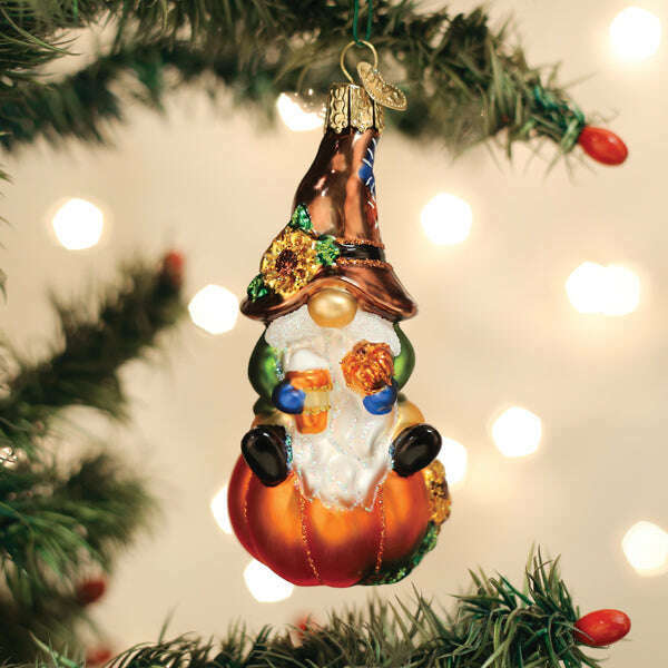 Old World Christmas Fall Harvest Gnome Blown Glass Ornament