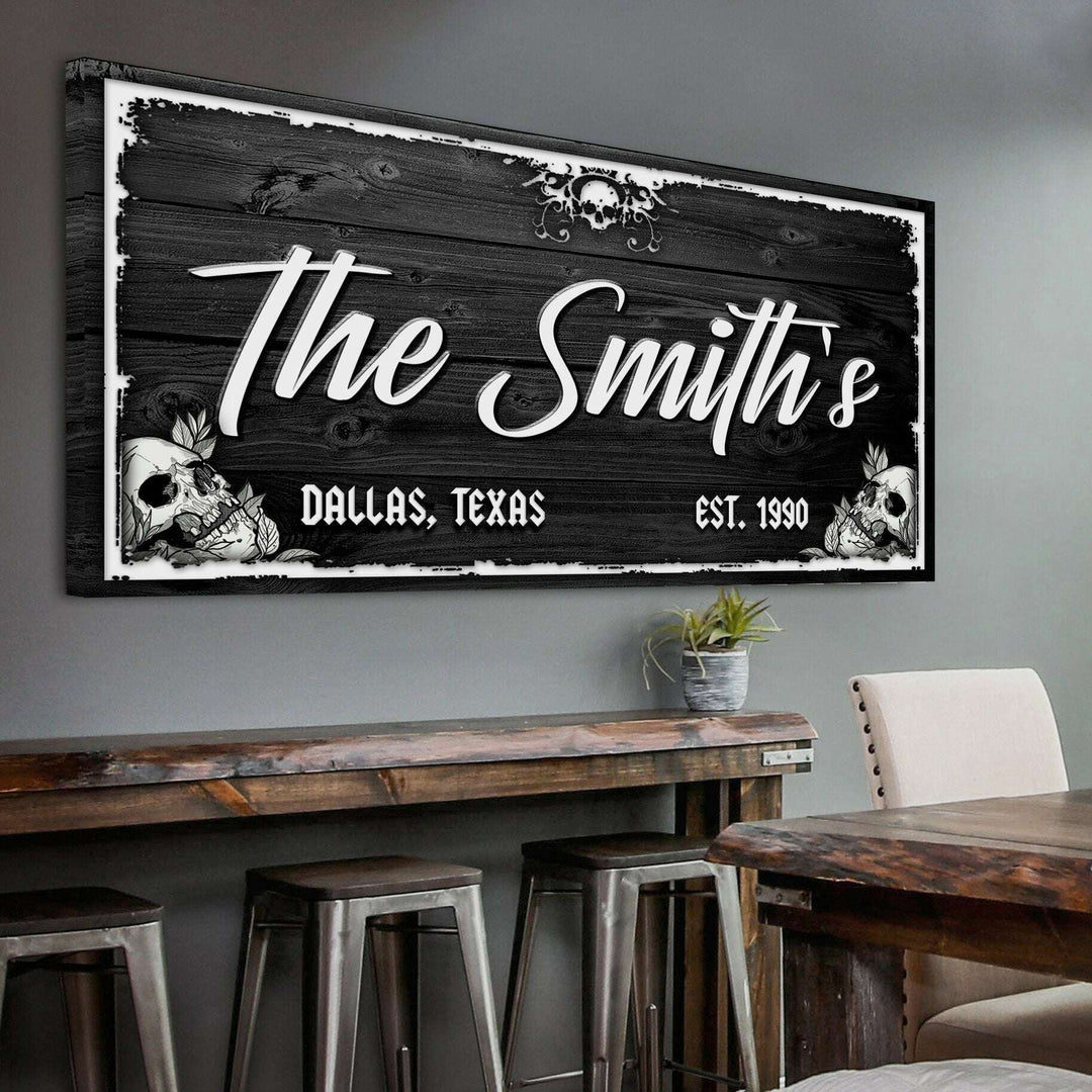 Family Gothic Skull Sign -  Customized Modern Gothic Decor For Living Room
