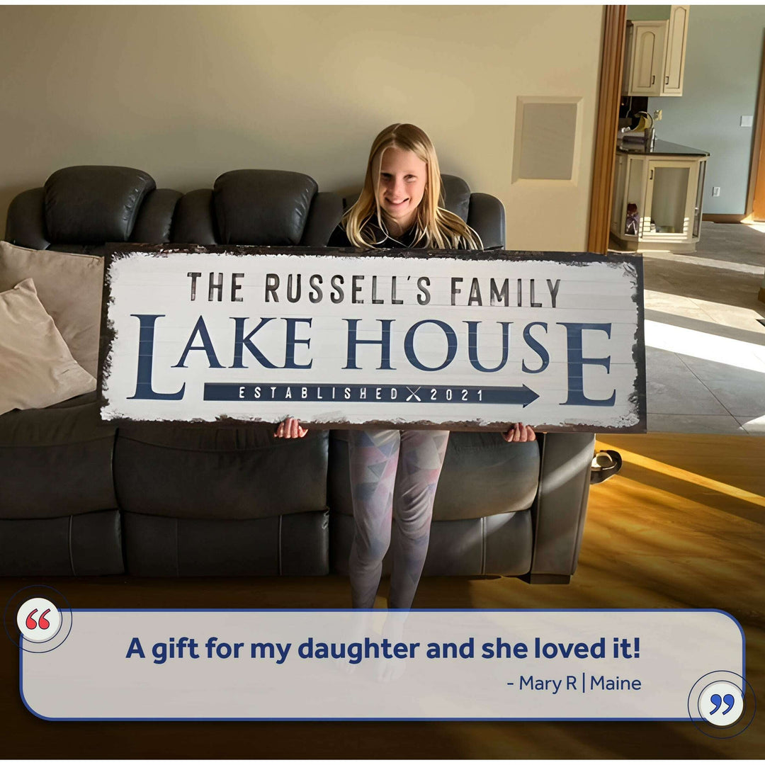 Family Lake House Arrow Sign