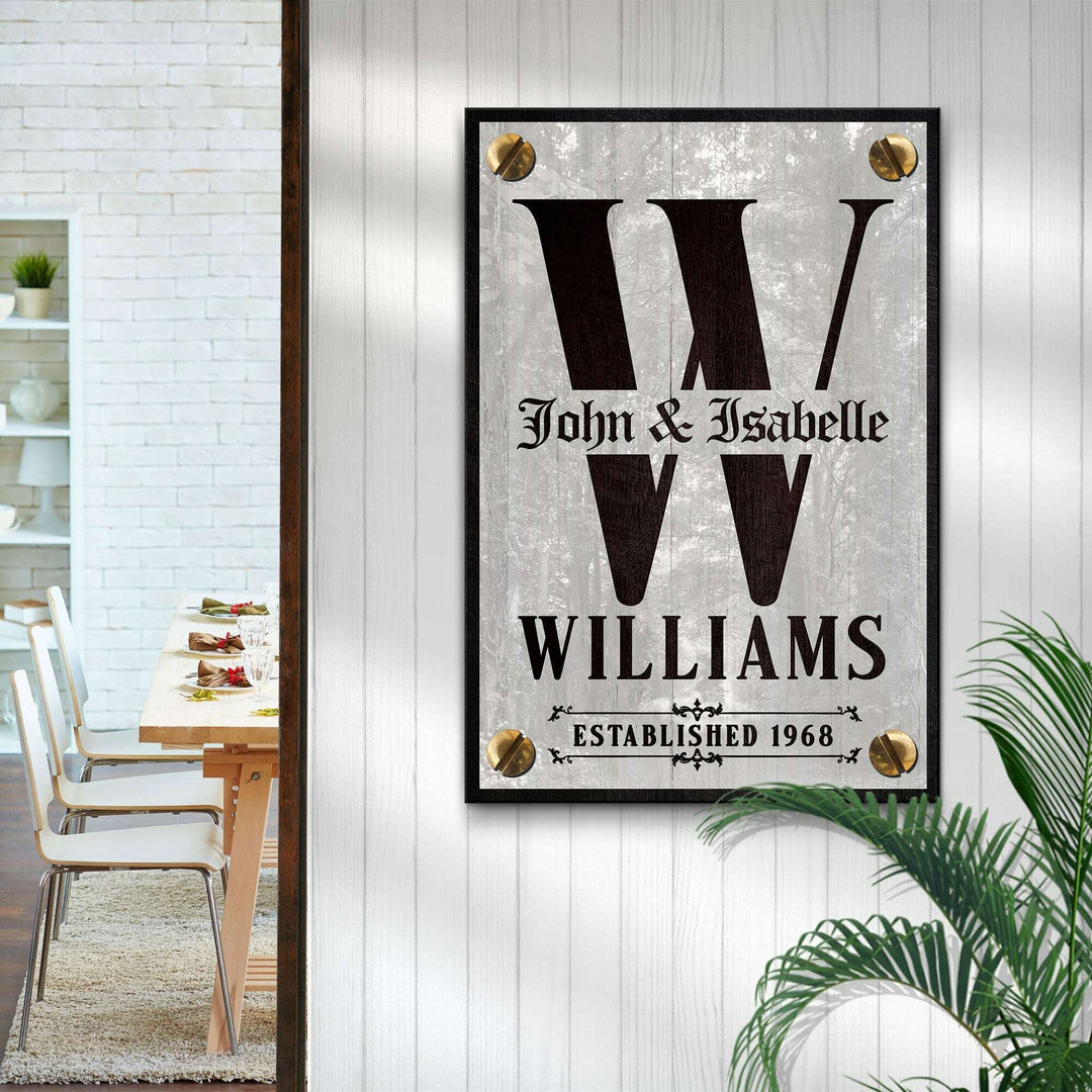 Family Name Portrait Monogram Sign III