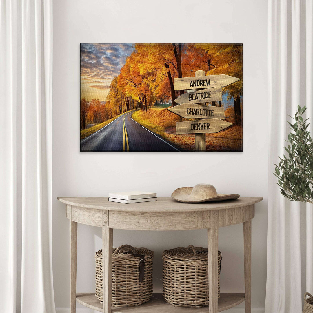 Family Names Autumn Road Sign