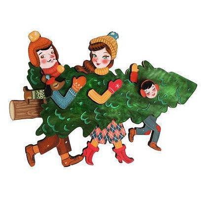 Family With Christmas Tree Brooch by LaliBlue - Quirks!