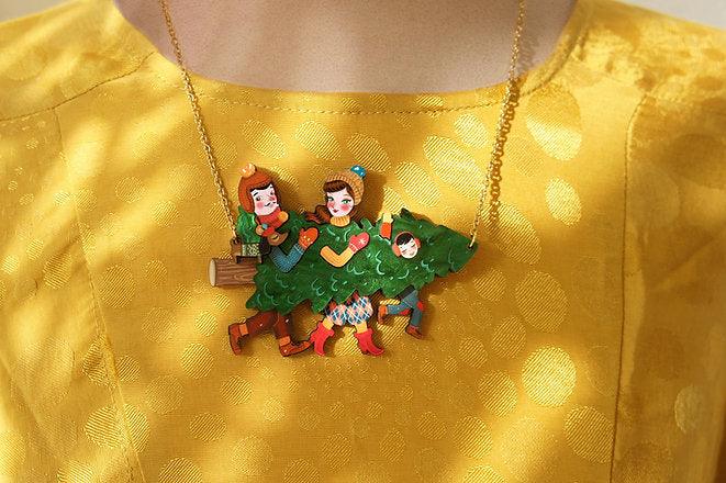 Family With Christmas Tree Necklace by LaliBlue - Quirks!