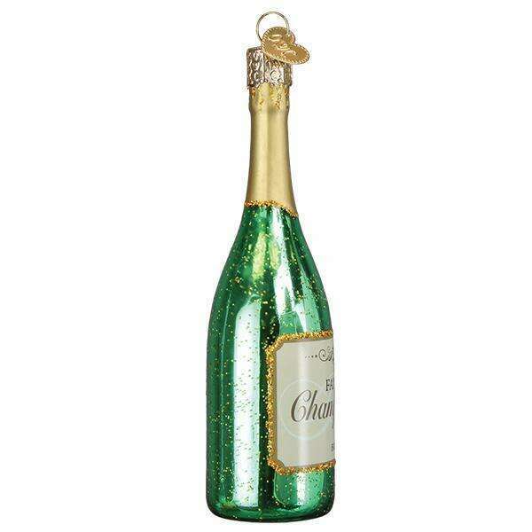 Old World Christmas Fancy Champagne Bottle Blown Glass Ornament