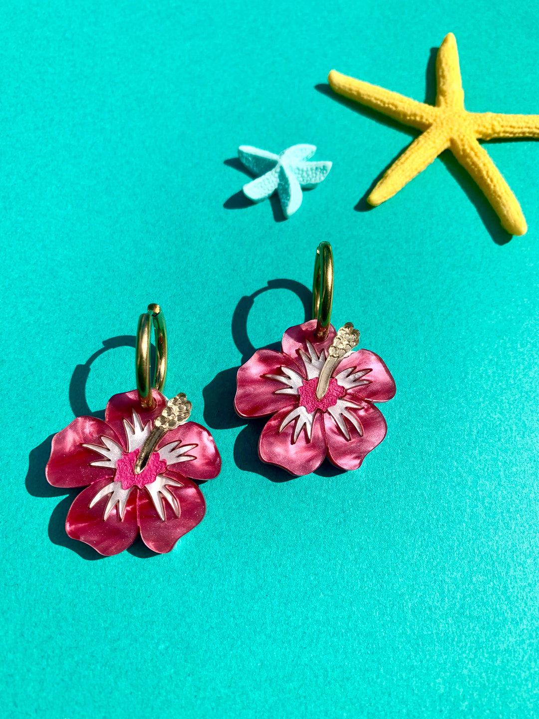 Hibiscus Flower Acrylic Earrings