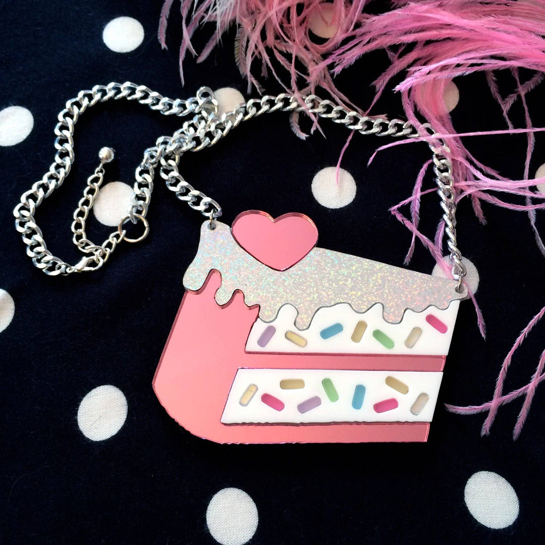 Funfetti Slice Of Cake Acrylic Statement Necklace