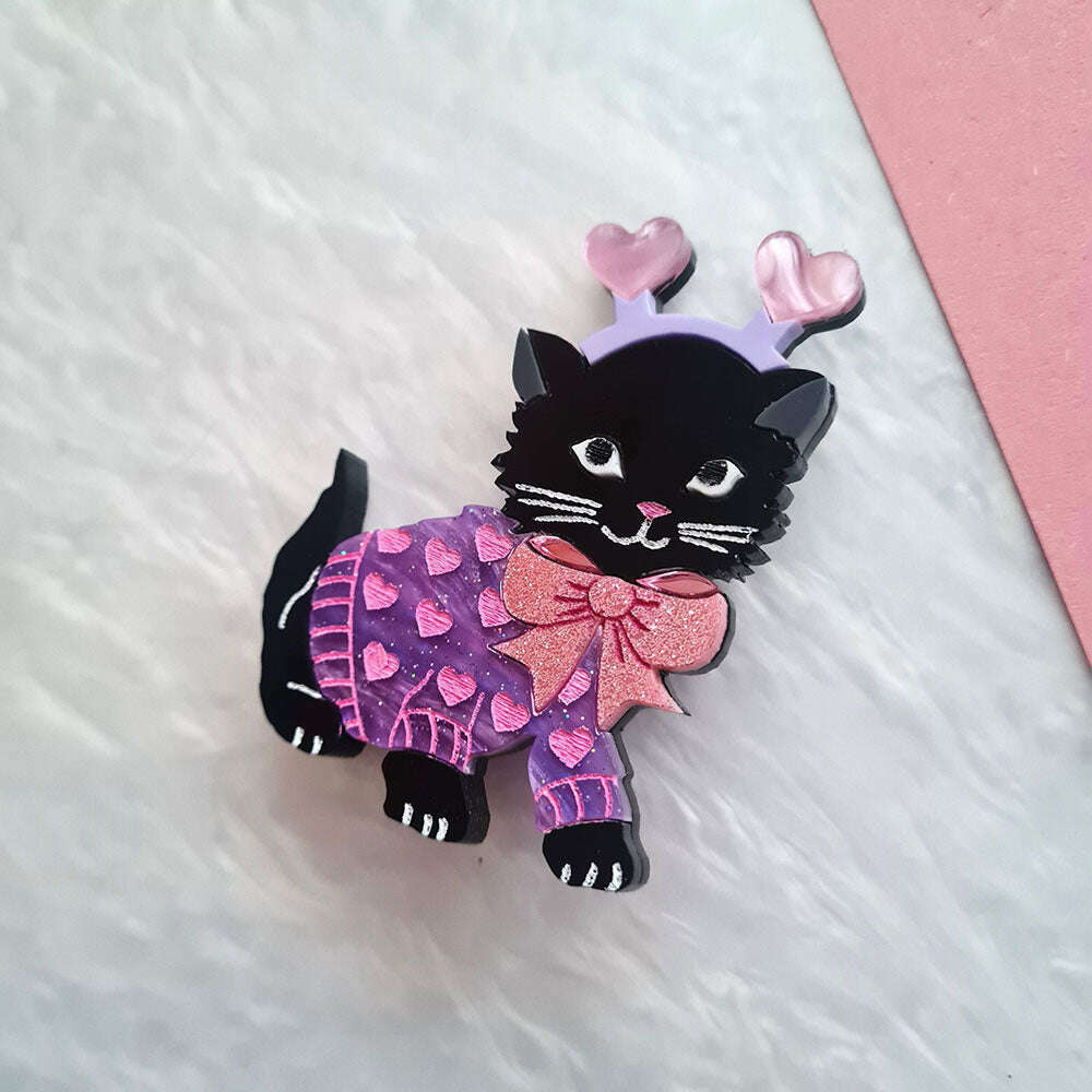 Feline Loved Up Kitty Necklace - Pastels by Cherryloco Jewellery 3