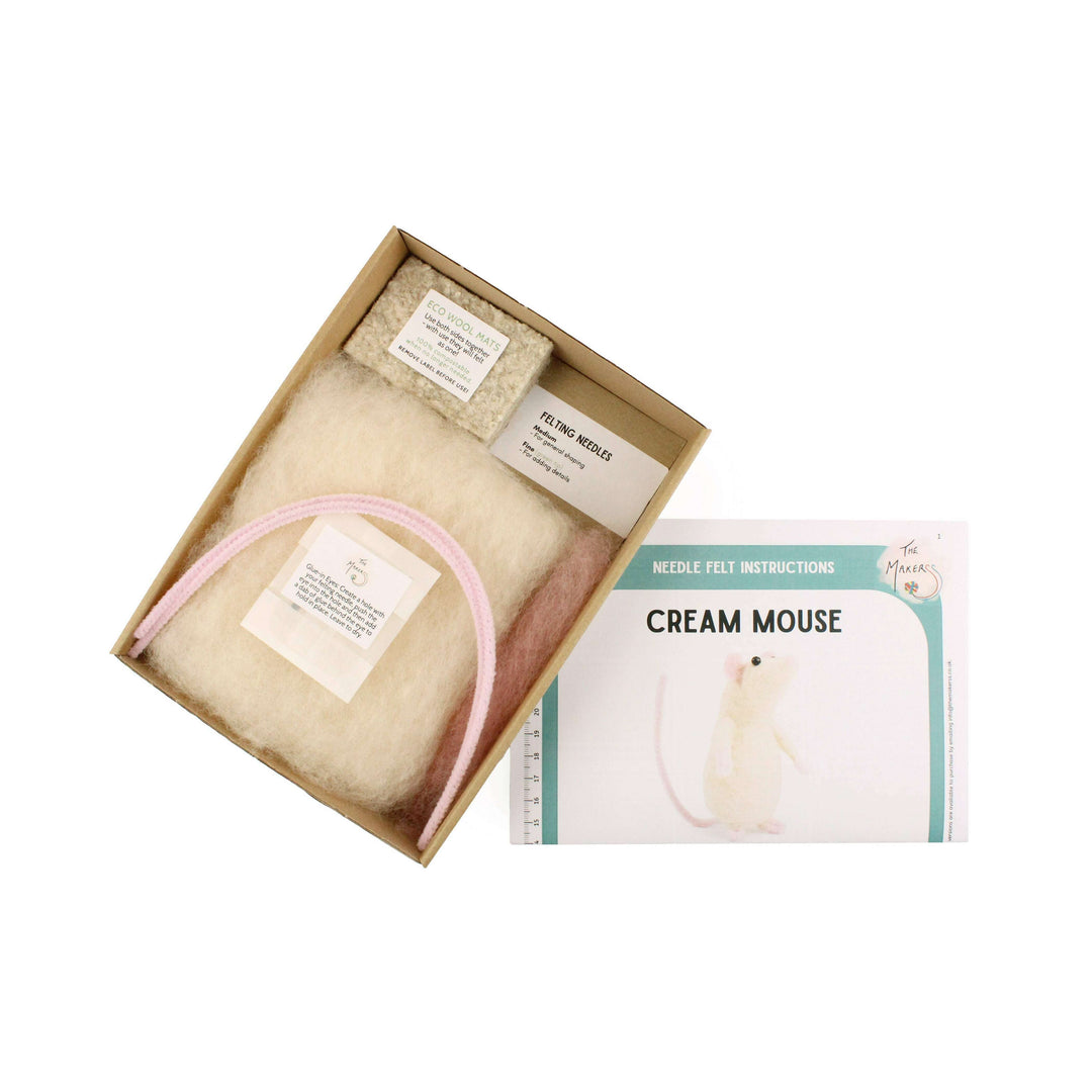 Felting Kit - Cream Mouse Needle Felt Kit