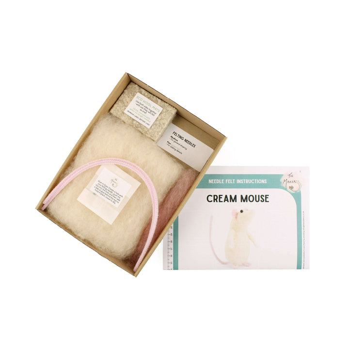 Felting Kit - Cream Mouse Needle Felt Kit