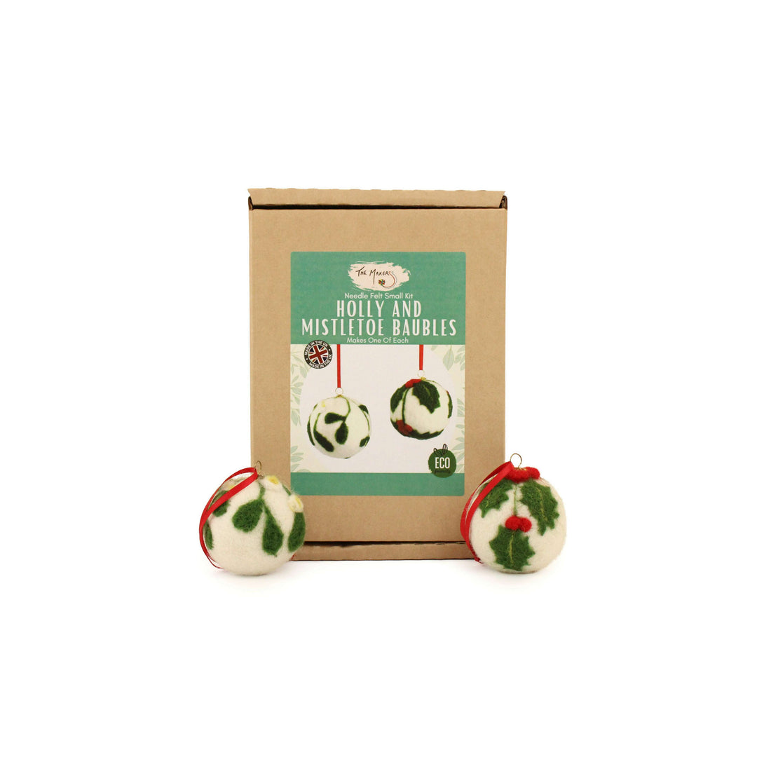 Felting Kit - Holly & Mistletoe Bauble Needle Felt Kit