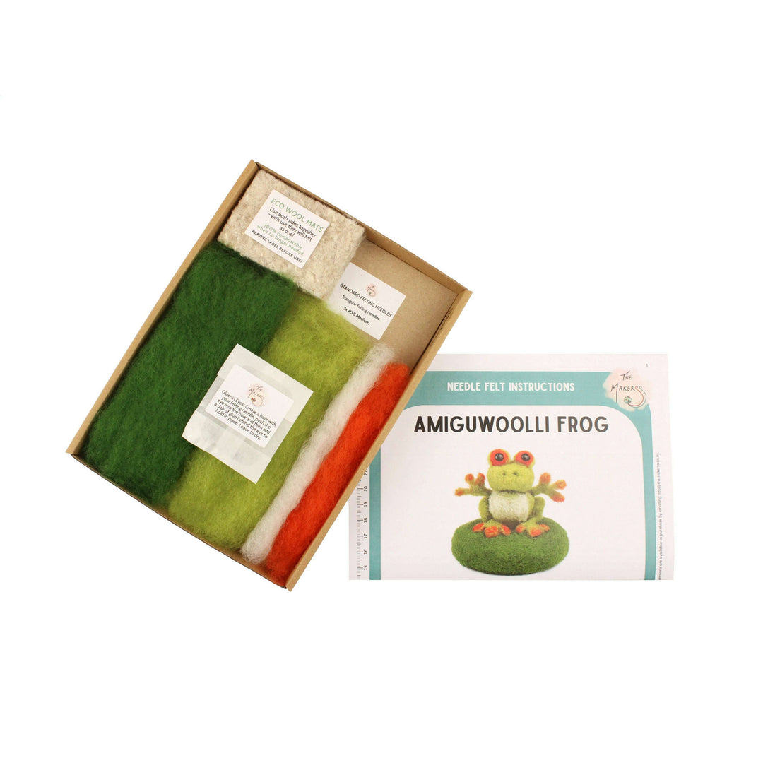 Felting Kit - Tiny Frog Needle Felt Kit. Amiguwoolli