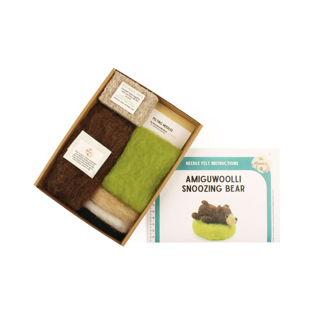 Felting Kit - Tiny Snoozing Bear Needle Felt Kit