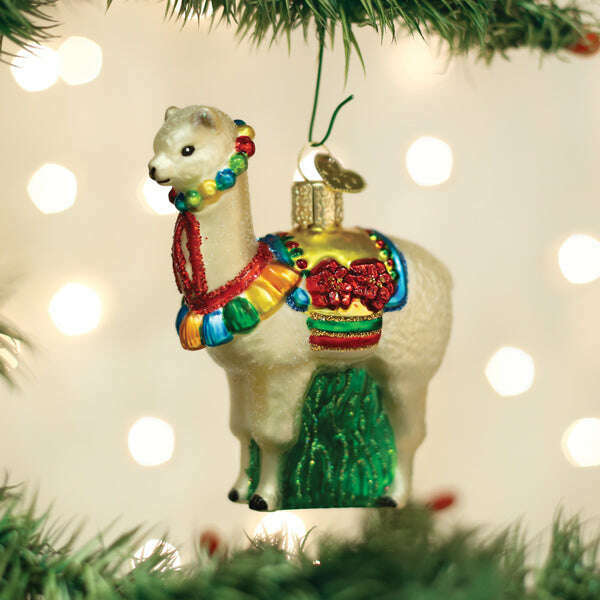 Old World Christmas Festive Alpaca Blown Glass Ornament