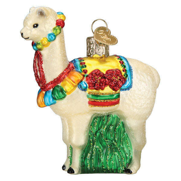 Old World Christmas Festive Alpaca Blown Glass Ornament