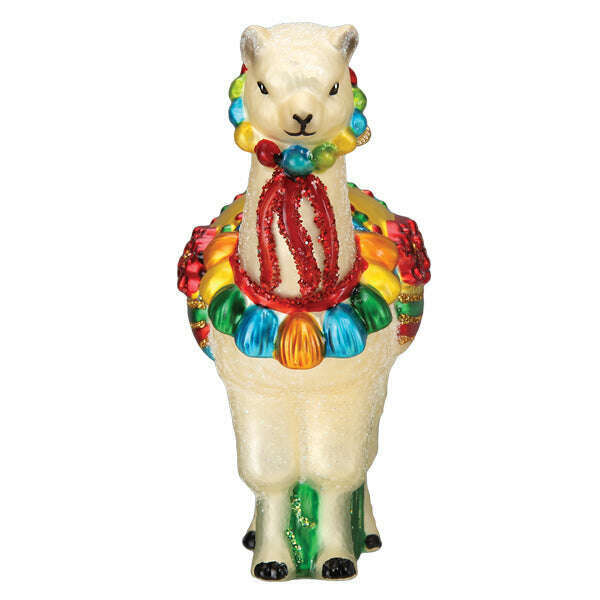 Old World Christmas Festive Alpaca Blown Glass Ornament