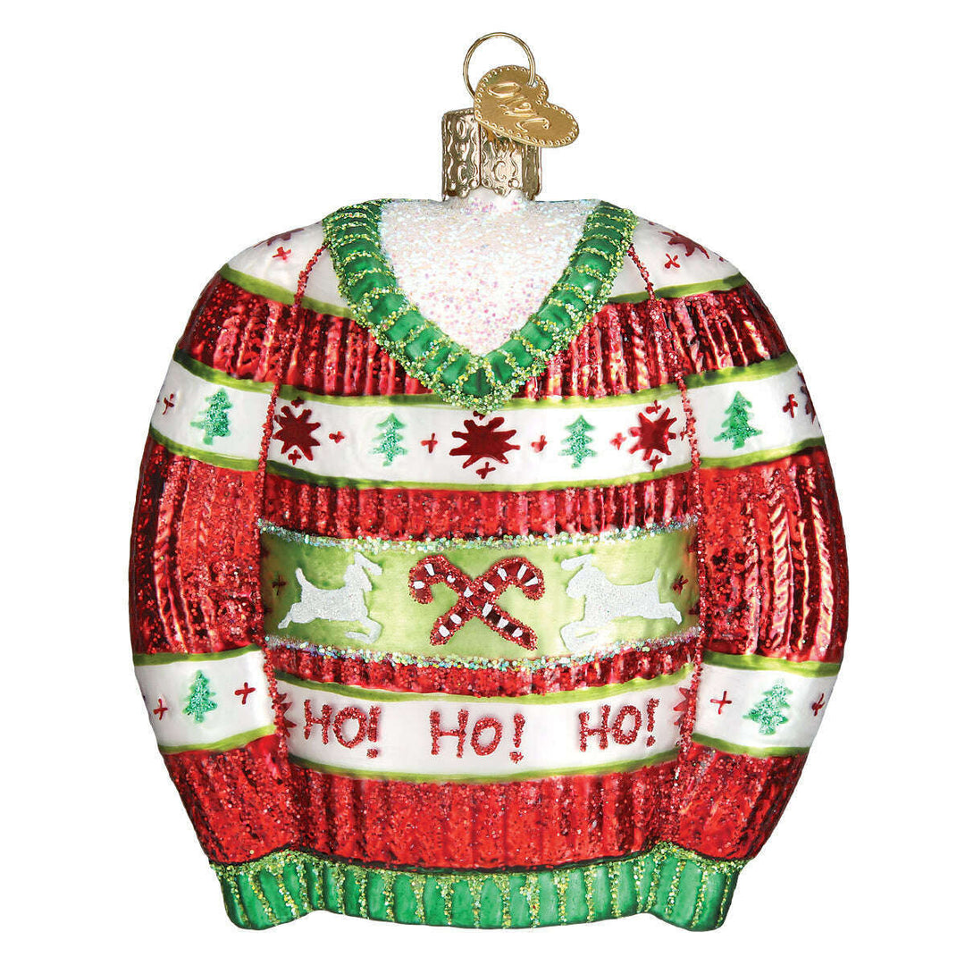 Old World Christmas Festive Christmas Sweater Blown Glass Ornament