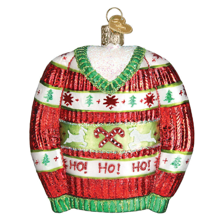 Old World Christmas Festive Christmas Sweater Blown Glass Ornament
