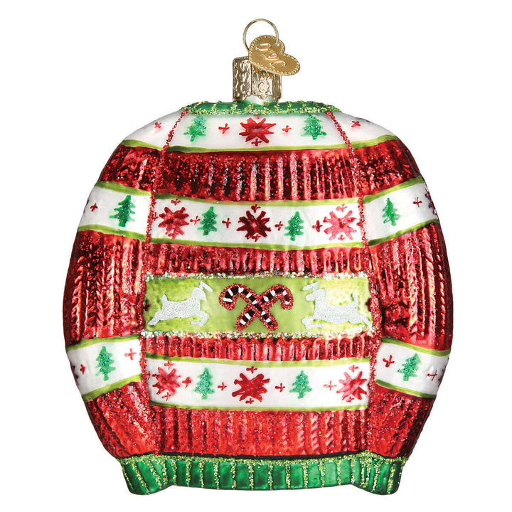 Old World Christmas Festive Christmas Sweater Blown Glass Ornament