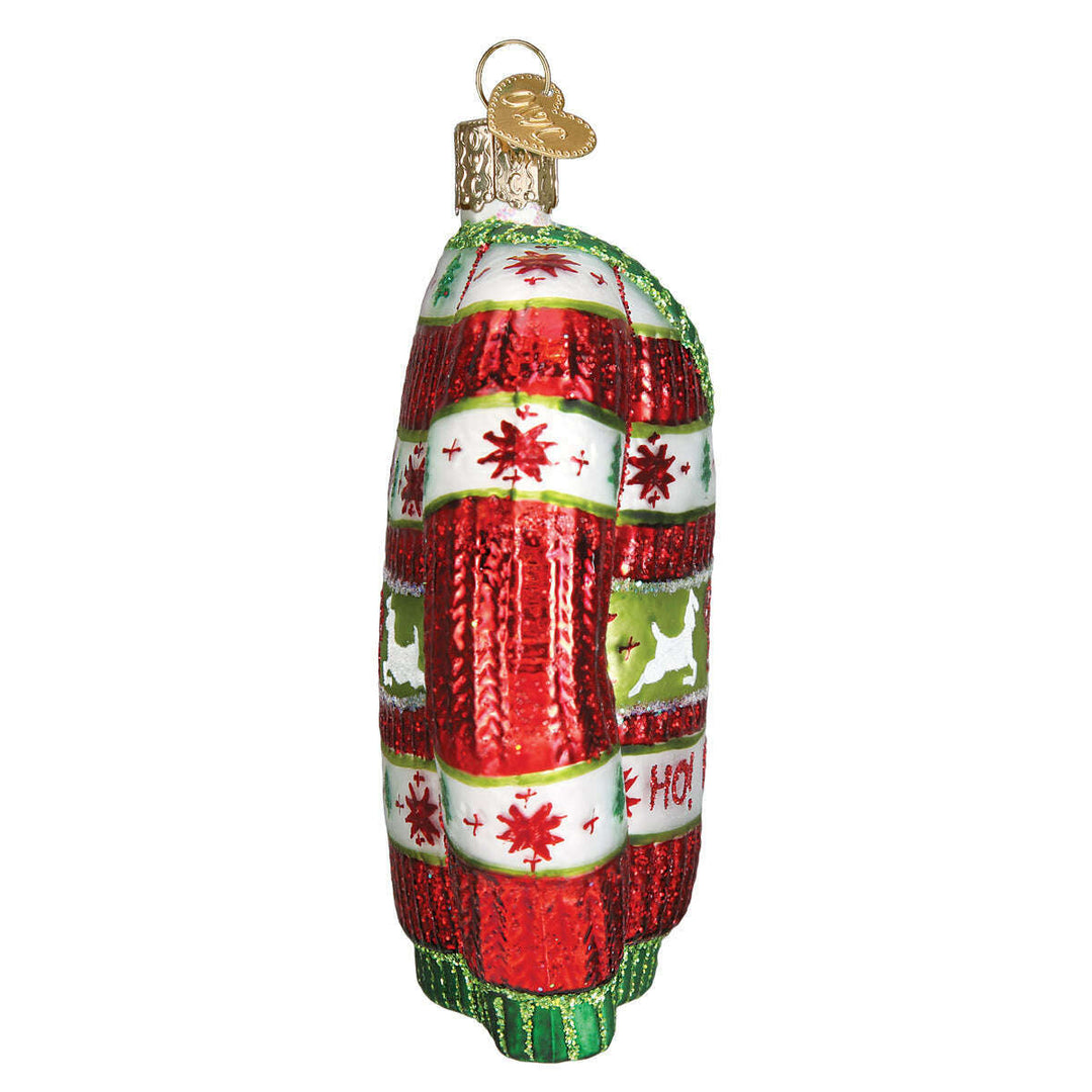 Old World Christmas Festive Christmas Sweater Blown Glass Ornament