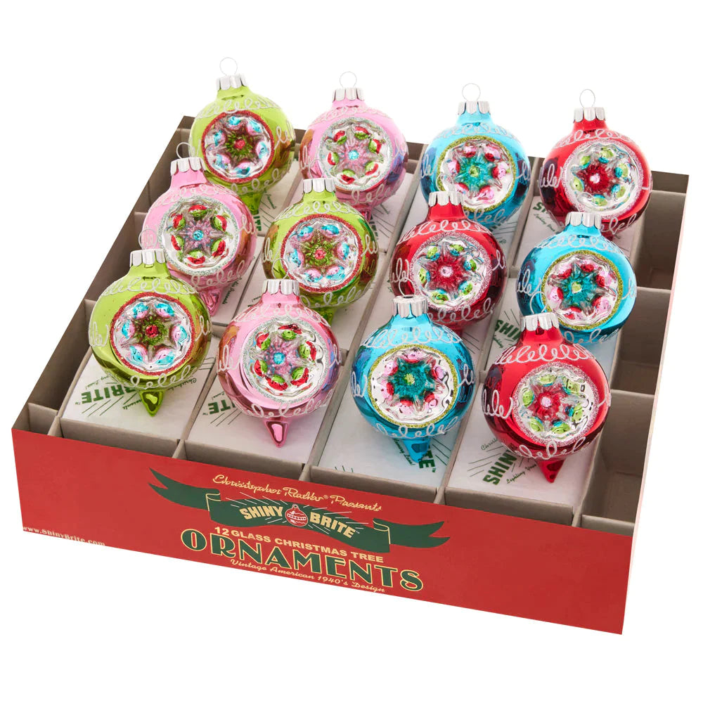 Festive Fete 12 Count 1.75” Decorated Reflector Rounds by Shiny Brite - Quirks!