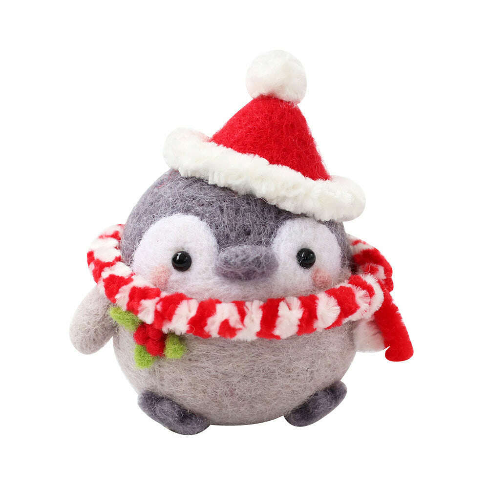 Festive Penguin Needle Felting Kit. Wizardi DIY Wool Craft Kit F07N8-W112