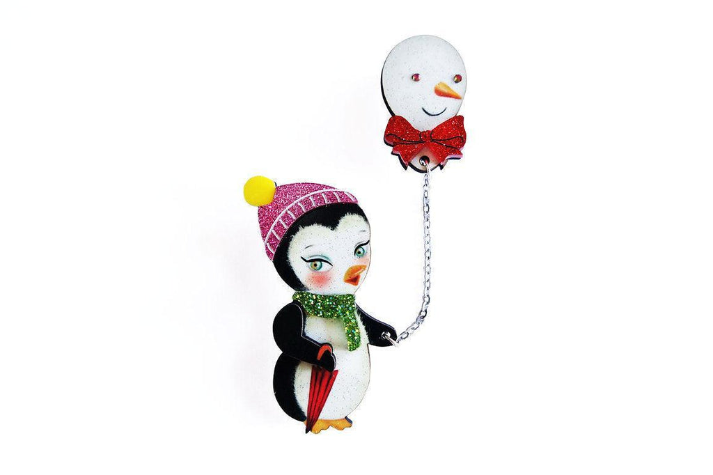 Festive Penguin with Balloon Brooch by Laliblue - Quirks!