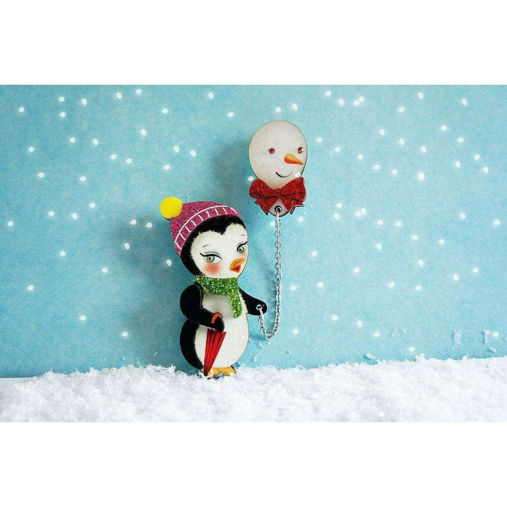 Festive Penguin with Balloon Brooch by Laliblue - Quirks!