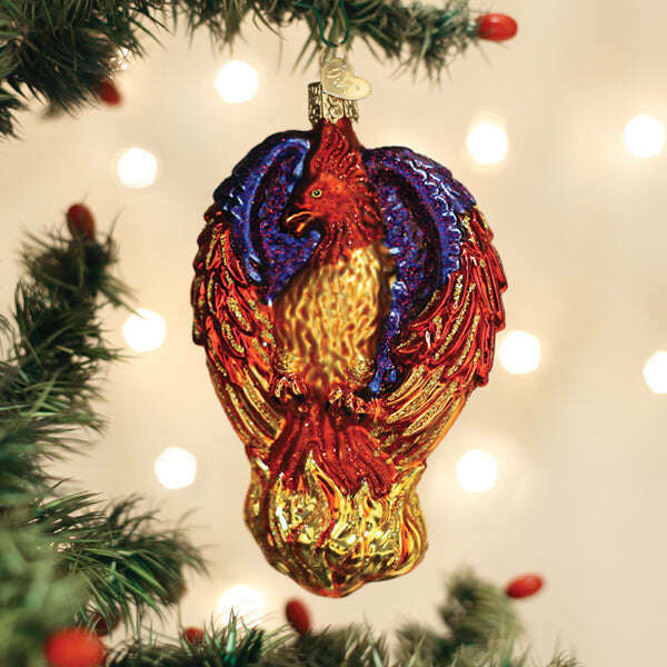 Old World Christmas Fiery Phoenix Blown Glass Ornament