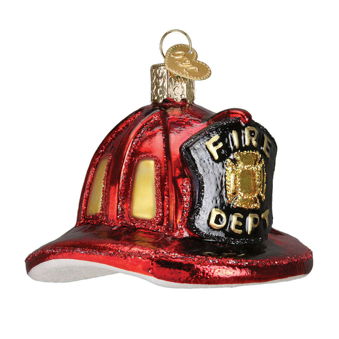 Old World Christmas Fireman's Helmet Blown Glass Ornament