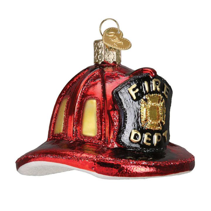 Old World Christmas Fireman's Helmet Blown Glass Ornament