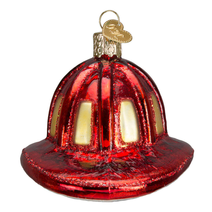 Old World Christmas Fireman's Helmet Blown Glass Ornament