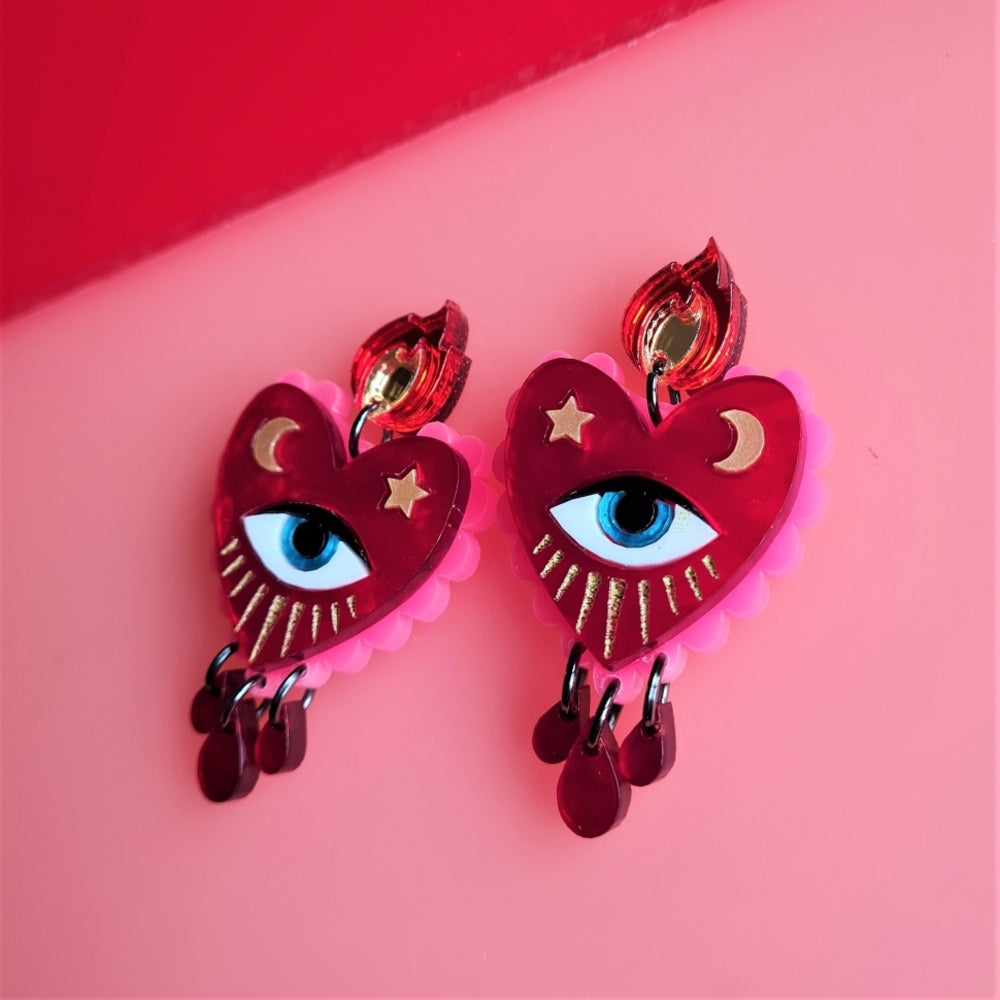 Flaming Heart Earrings by Cherryloco Jewellery 2